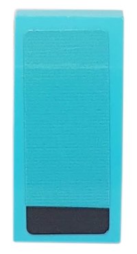 LEGO part Slope, Curved 2 x 1 x 2/3 with Black Stripe on Medium Azure Background Pattern Model Right Side (Sticker) - Set 76898 11477pb099R