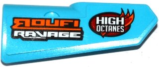 LEGO part Technic, Panel Fairing #21 Very Small Smooth, Side B with 'ROUFI RAVAGE' and 'HIGH OCTANES' Pattern (Sticker) - Set 42050 (11946pb021)