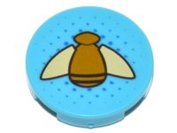 LEGO part Fliese, Rund 2 x 2 mit Stifthalter unten mit goldenem Hummel mit hellbeigen Flügeln Muster 14769pb162