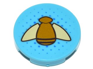 LEGO part Carreau, Rond 2 x 2 with Bottom Stud Holder with Gold Bumblebee with Tan Wings Pattern (14769pb162)