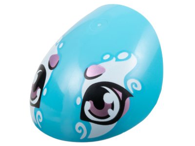 LEGO part Large Figure Armor, Round, Smooth with Black and Metallic Pink Eyes and Spots and White Markings Pattern (Turtle Head) (21560pb17)