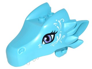LEGO part Dragon Head (Elves) Jaw Upper avec Medium Lavender Eyes and White Swirls Pattern (Merina) (24196pb01)