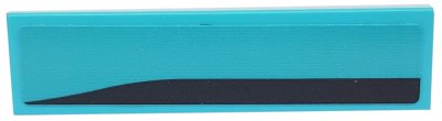 LEGO part Fliese 1 x 4 mit schwarzem Streifen auf Medium Azure Hintergrund Muster Modell rechte Seite (Aufkleber) - Set 76898 (2431pb0641R)