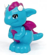 LEGO part Dragón, Elves, Bebé con Patrón de Vientre de Magenta Moldeado, Espinas y Alas y Cuernos Blancos Impresos (Miku) 26090pb01