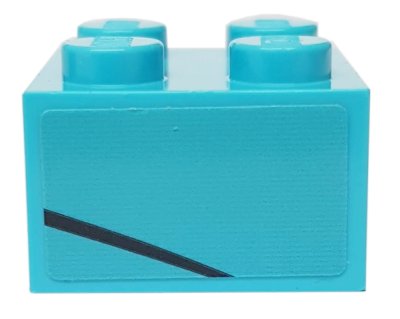 LEGO onderdeel Brick 2 x 2 with Black Line on Medium Azure Background Pattern Model Left Side (Sticker) - Set 76898 (3003pb127L)