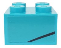 LEGO part Ladrillo 2 x 2 con Patrón de Línea Negra sobre Fondo Azur Medio Lado Derecho del Modelo (Pegatina) - Set 76898 3003pb127R