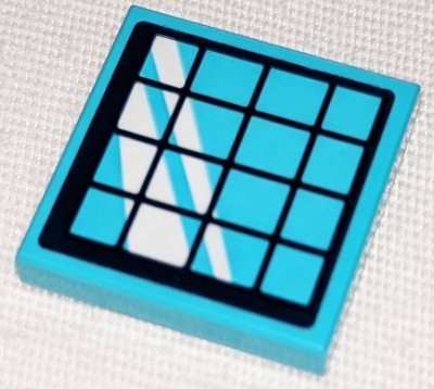 LEGO part Tile 2 x 2 with Dark Blue and Medium Azure Solar Panel Pattern (Sticker) - Set 41347 (3068pb1760)