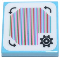 LEGO part Tile 2 x 2 with Super Mario Scanner Code Customization Time Block, Gear and Curved Arrows, Square Corner Pattern (Sticker) - Sets 71380 / 71434 3068pb1784