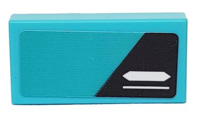 LEGO part Fliese 1 x 2 mit Weiße Linien und Schwarz Trapez auf Mittleres Azure Hintergrund Muster Modell Linke Seite (Aufkleber) - Set 76898 (3069pb0822L)