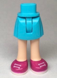 LEGO part Mini Doll Hips and Skirt with Molded Light Nougat Legs and Printed Magenta Shoes with White Laces and Soles Pattern - Thin Hinge (35216ac00pb003)