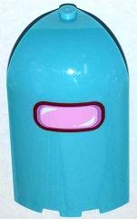 LEGO part Panel 3 x 3 x 6 Corner Convex with Curved Top with Bright Pink Window Pattern (Sticker) - Set 3186 6059pb02