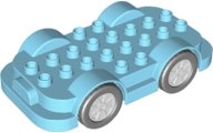 LEGO part Duplo Car Base 4 x 8 with Four Black Wheels and Light Bluish Gray Hubs with Push & Go Motor (65567c01)