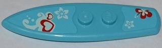 LEGO part Minifigure, Utensil Surfboard Standard with Hearts and Flowers on Medium Azure Background Pattern (Stickers) - Set 3184 (90397pb003)