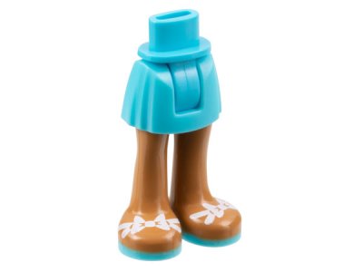 LEGO part Mini Doll Hips and Skirt, Medium Nougat Legs and Medium Azure Sandals with White Bows Pattern - Thick Hinge (92252c00pb009)