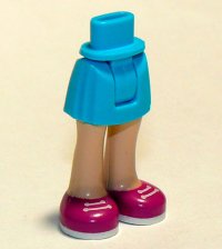 LEGO onderdeel Mini Doll Hips and Skirt, Light Nougat Legs and Magenta Shoes with White Laces and Soles Pattern - Thick Hinge 92252c00pb020