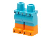 LEGO onderdeel Hips and Legs with Orange Boots, Black Rivets on Belt and Toes Pattern 970c00pb1430