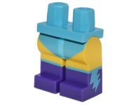 LEGO part Hips and Yellow Legs with Medium Azure Leotard and Dark Purple Boots with Medium Azure Lightning Bolts Pattern 970c03pb30