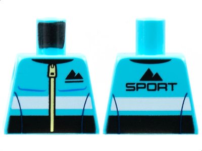 LEGO part Torso Jacket Black Sport Mountains Logo Pattern (973pb4579)