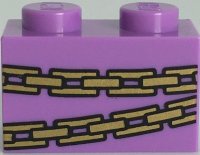 LEGO part Brick 1 x 2 with Gold Chains Pattern (BrickHeadz Belle Bottom Abdomen) 3004pb237