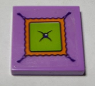 LEGO part Tile 2 x 2 with Lime, Orange and Medium Lavender Cushion and Button Pattern (Sticker) - Set 41369 (3068pb1653)