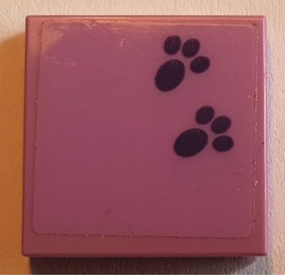 LEGO part Tile 2 x 2 with Dark Purple Paw Prints Pattern (Sticker) - Set 41369 (3068pb1816)
