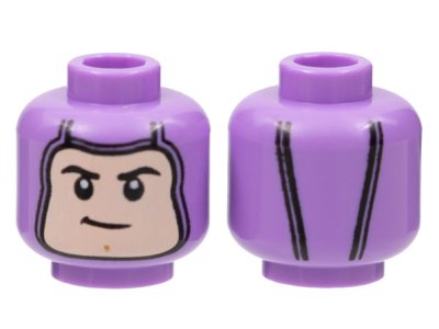 LEGO part Minifigure, Head Balaclava, Light Nougat Face, Black Eyebrows, Lopsided Grin, Medium Nougat Chin Cleft Pattern - Hollow Stud (3626pb3012)