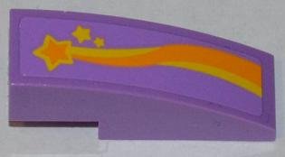 LEGO part Slope, Curved 3 x 1 with Orange and Yellow Shooting Star Pattern Model Left Side (Sticker) - Set 3183 (50950pb061L)