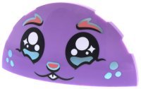LEGO part Brick, Round 3 x 6 x 1 Dome Half with Black Eyes with Highlights, Coral Eyebrows and Nose, Metallic Light Blue Spots on Cheeks, White Buck Teeth Pattern (Dreamzzz Bunchorro Face) 6957pb01