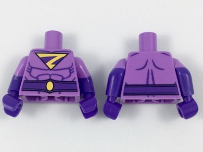 LEGO onderdeel Torso Wonder Twin Zan Pattern / Dark Purple Arms with Molded Medium Lavender Short Sleeves Pattern / Dark Purple Hands (973pb2947c01)