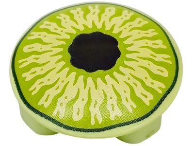 LEGO part Piastra, Rotonda 2 x 2 con Fondo Arrotondato e Occhio Verde Lime e Nero Pattern (2654pb011)