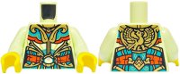 LEGO part Torso Dark Turquoise Dress, Reddish Orange Belt with Gold Buckle, Dragon and Monkie Kid Color Stone on Back Pattern / Yellowish Green Arms / Yellow Hands 973pb5715c01