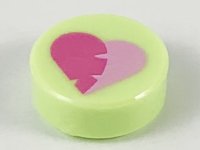 LEGO part Tile, Round 1 x 1 with Dark Pink and Bright Pink Heart Pattern 98138pb122