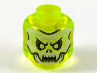 LEGO part Minifigure, Head Alien Ghost with White and Yellowish Green Skull Face and Fangs Pattern - Vented Stud 3626pb3346