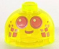 LEGO part Brick, Round 2 x 2 Dome Top with Dark Pink Eyes with Metallic Pink Outlines and Smile Pattern 553pb038