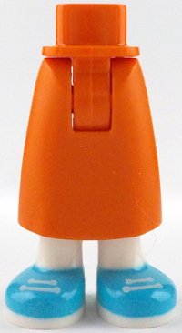 LEGO part Mini Doll Hips and Skirt Long with Molded White Legs and Feet and Printed Medium Azure Shoes Pattern - Thick Hinge 59595c00pb35