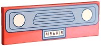 LEGO part Tile 2 x 6 with Bright Light Yellow Headlights and License Plate with Reddish Brown '419' Thumb 'HLR', Light Bluish Gray Grille, Black Outline Pattern 69729pb161