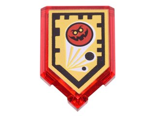 LEGO part Fliese, Modifiziert 2 x 3 Fünfeckig mit Nexo Power Shield Muster - Globlin Angriff (22385pb026)