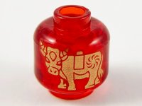 LEGO part Minifigure, Head without Face with Gold Ox / Bull Pattern on Both Sides - Vented Stud 3626pb3347