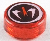LEGO part Tile, Round 1 x 1 with Ninjago Fangpyre Pattern 98138pb002