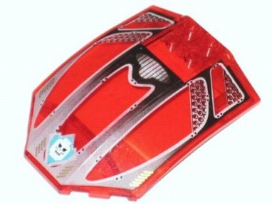 LEGO part Windscreen 8 x 6 x 2 Curved with Evil Skull Logo and Windows Pattern (x224pb001)
