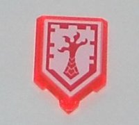 LEGO part Baldosa, Modificada 2 x 3 Pentagonal con Patrón de Escudo de Poder Nexo - Garra Chasquida 22385pb002