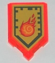 LEGO part Baldosa, Modificada 2 x 3 Pentagonal con Patrón Nexo Power Shield - Rolling Fireball (22385pb004)