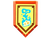 LEGO part Tile, Modified 2 x 3 Pentagonal with Nexo Power Shield Pattern - Foul Steam 22385pb055
