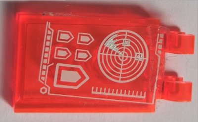 LEGO onderdeel Tegel, Gewijzigd 2 x 3 met 2 Clips met Wit Nexo Knights Radar Patroon (Sticker) - Set 70317 (30350bpb117)
