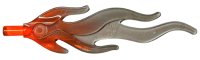 LEGO part Wave Rounded Straight Large with Bar End (Flame) with Marbled Trans-Brown Pattern 85959pb06