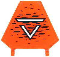 LEGO part Flag 5 x 6 Hexagonal with White 'V' and Stripe and Black Stripes and Pixels Pattern (Sticker) - Set 71712 x1435pb030