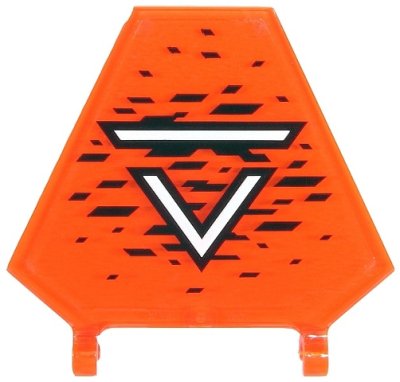 LEGO part Flag 5 x 6 Hexagonal with White 'V' and Stripe and Black Stripes and Pixels Pattern (Sticker) - Set 71712 (x1435pb030)