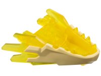 LEGO part Dragon Head (Ninjago) Jaw with Spikes, 4 Studs and 2 Bar Handles with Molded Tan Face Pattern 100588pb02