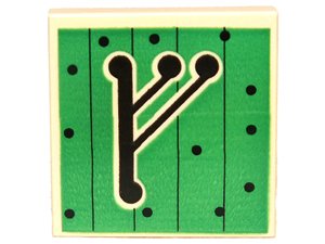 LEGO part Carreau, Modifié 2 x 2 Inversé avec Rune 'G' de Gandalf sur Motif Fond Vert (11203pb001)