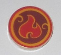 LEGO onderdeel Tile, Round 2 x 2 with Bottom Stud Holder with Elves Fire Power Icon Pattern 14769pb032